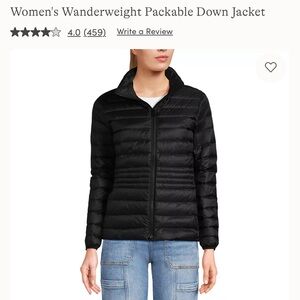 Lands’ End Wanderweight Ultralight Packable Down Jacket Black Small 800 Fill